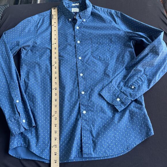 J Crew Shirt Mens Large Blue Slim Fit Secret Wash Stretch Button Up Cross Print - Picture 8 of 8